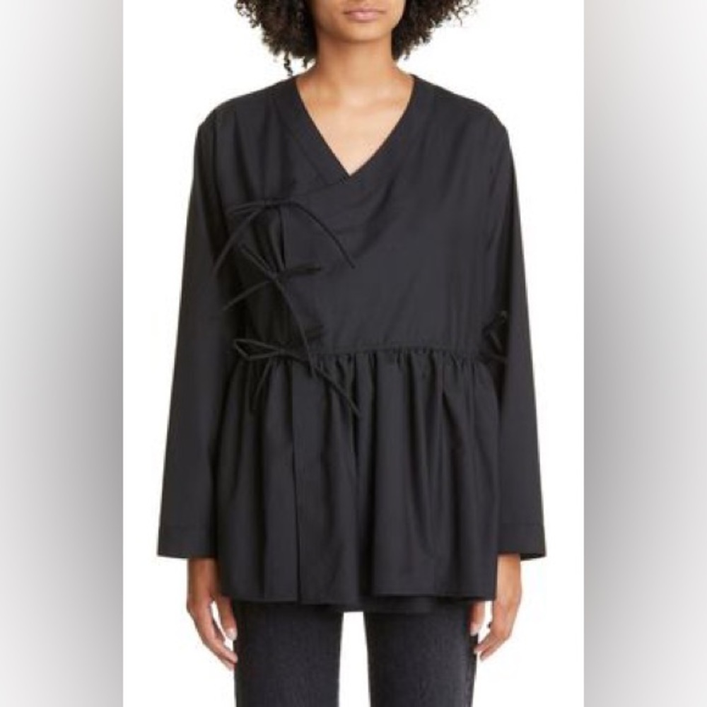 Bode Jama Tie Front Tropical Wool Overshirt